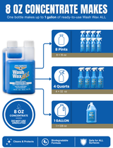 Wash Wax ALL™ 8 Fl. oz [Makes 1 Gallon] Concentrate Kit - Waterless Wash Cleaner and Protectant